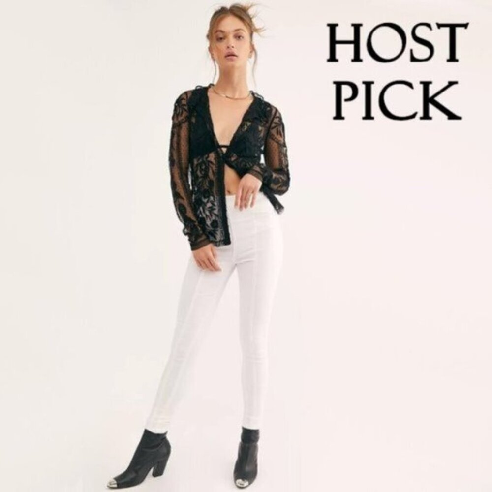 NWT Free People white stretchy cotton blend skinny jeans jeggings, 28